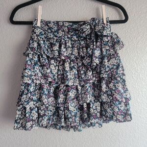 Rachael & Chloe Floral Ruffle Mini Skirt – Size S